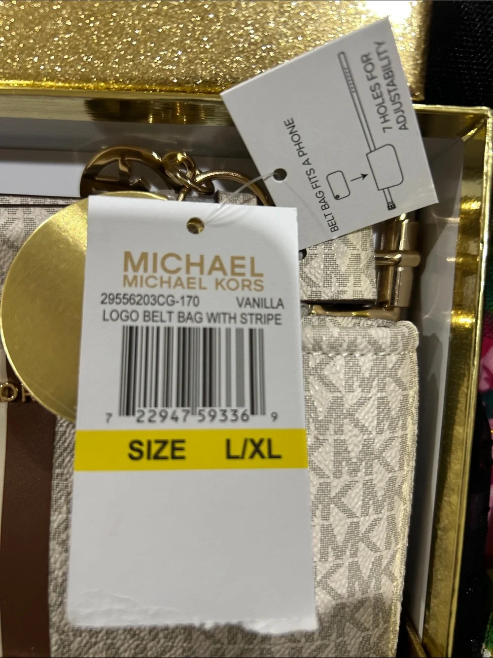 Michael Kors Vanilla and Brown Logo Belt Bag